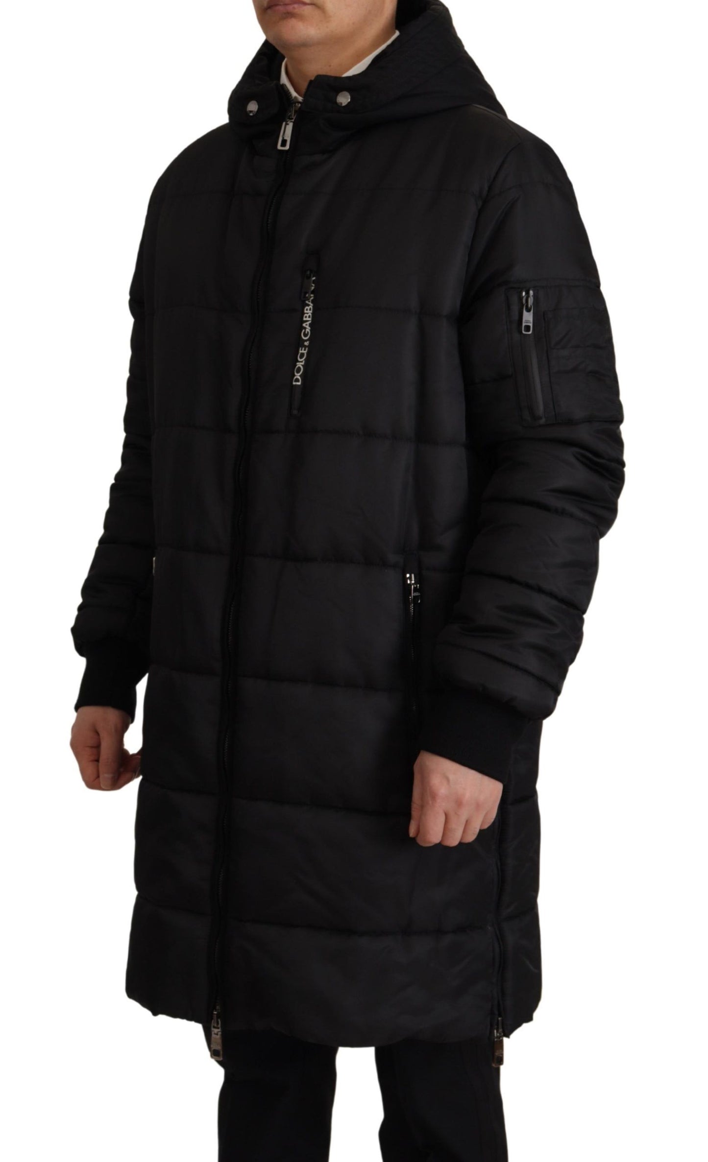 Elegant Black Hooded Parka Winter Jacket