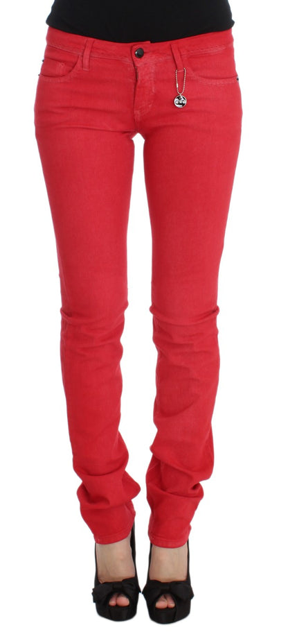 Chic Red Slim Fit Jeans