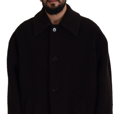 Elegant Black Alpaca Wool Blend Jacket