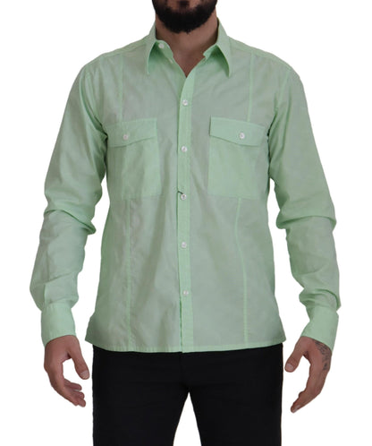 Mint Green Slim Fit Casual Button-Down Shirt