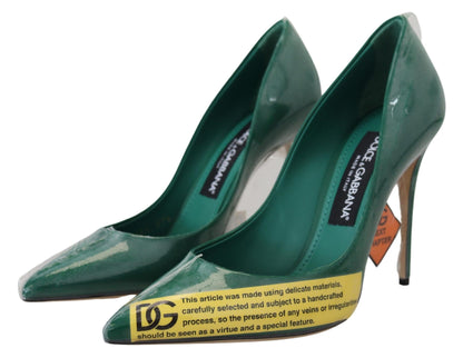 Emerald Elegance Leather Heels Pumps