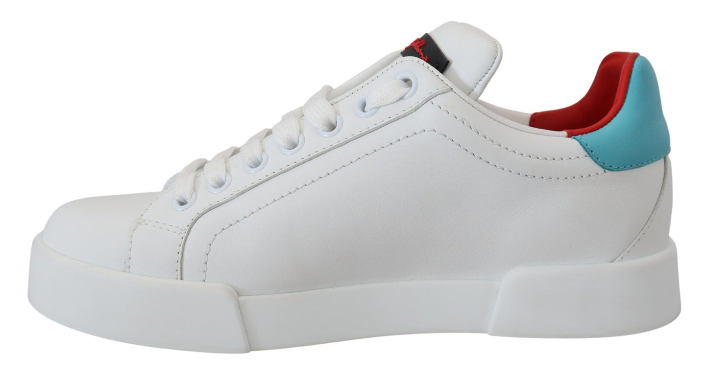 Elegant White Portofino Leather Sneakers