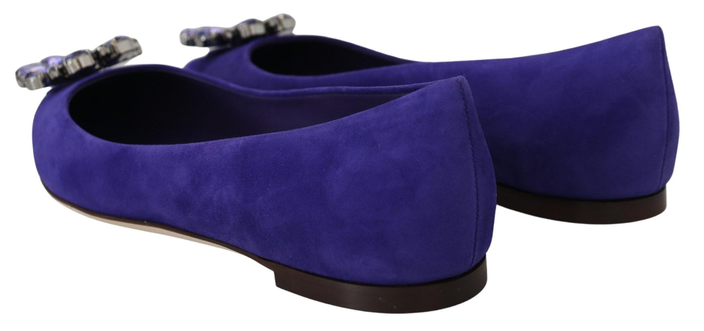 Embellished Crystal Purple Suede Flats