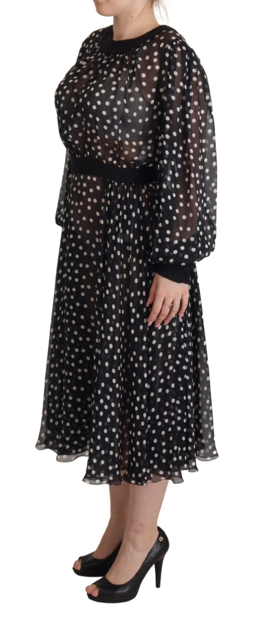 Elegant Polka Dot Silk Midi Dress