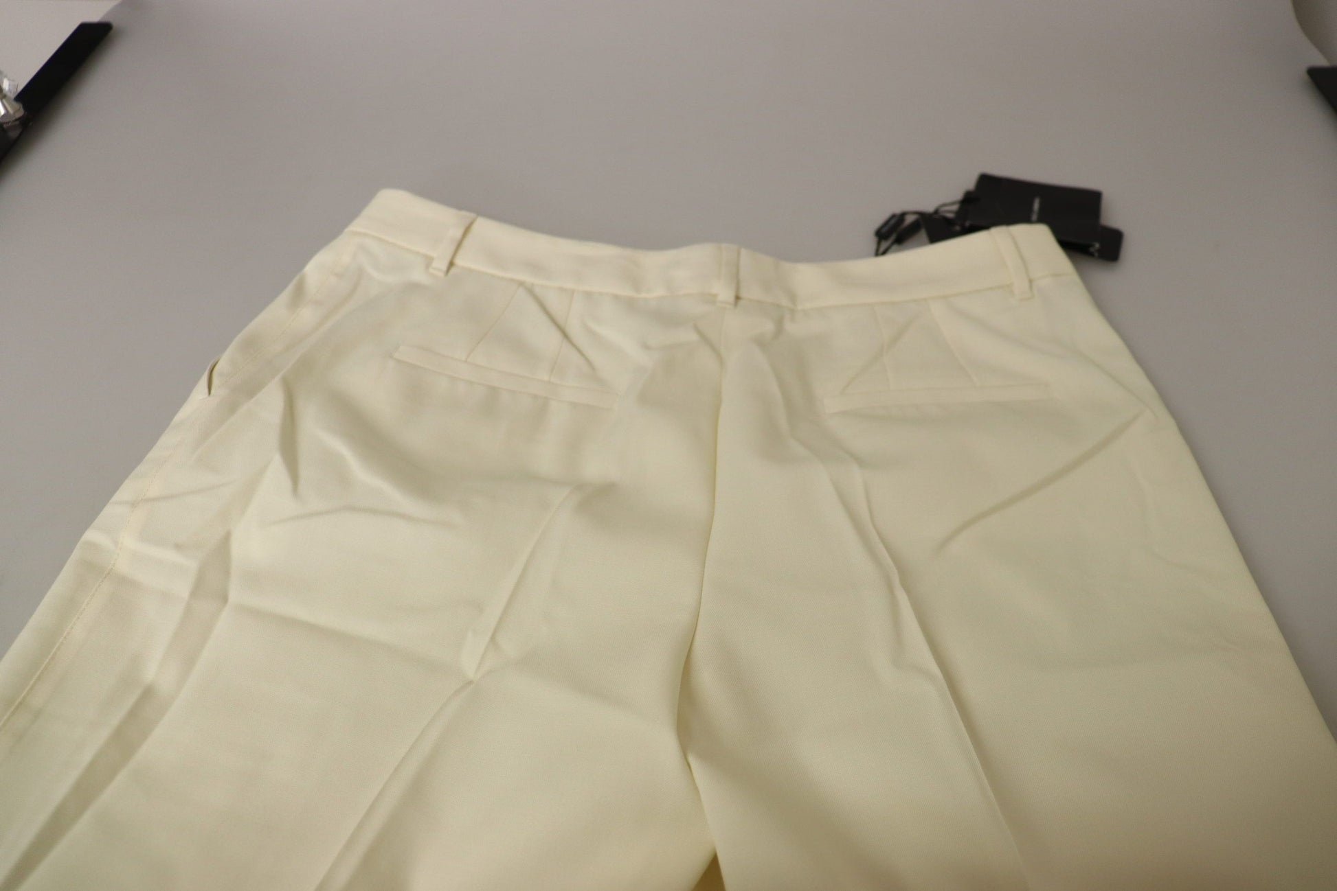 Elegant Ivory High-Waist Wool Pants