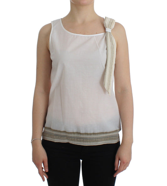 Elegant White Bow-Detailed Sleeveless Top