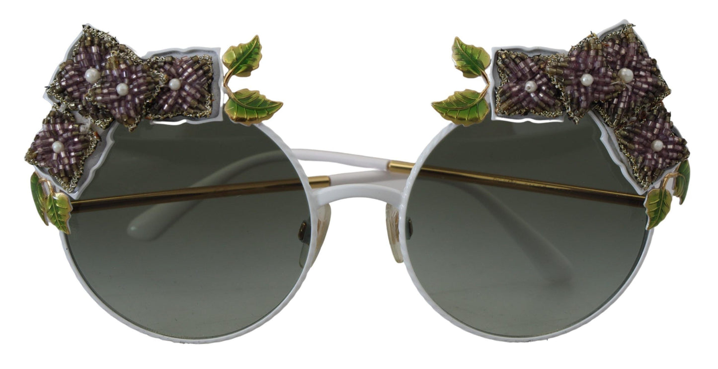 Elegant Floral Embellished Gold Sunglasses