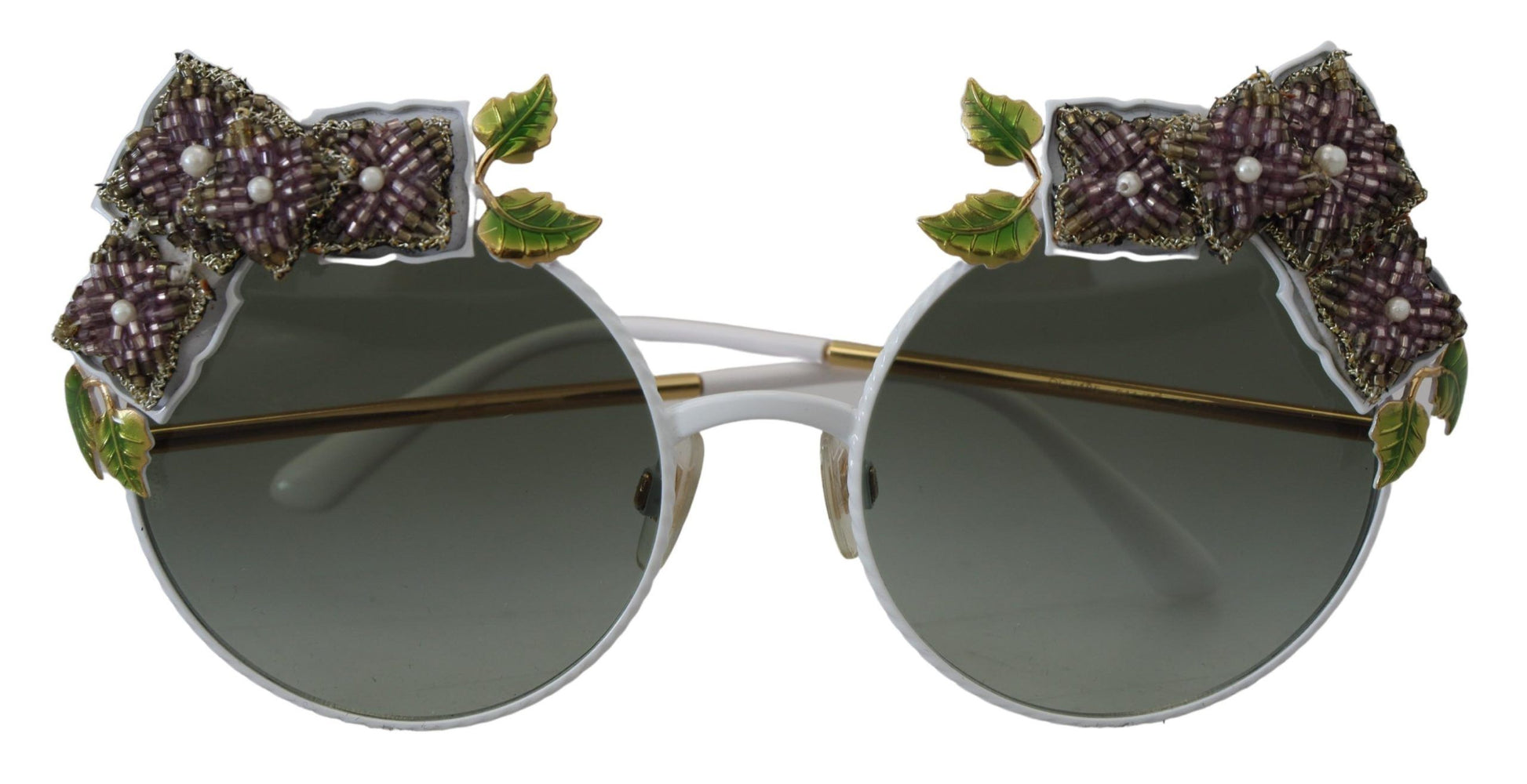 Elegant Floral Embellished Gold Sunglasses