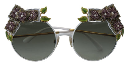 Elegant Floral Embellished Gold Sunglasses