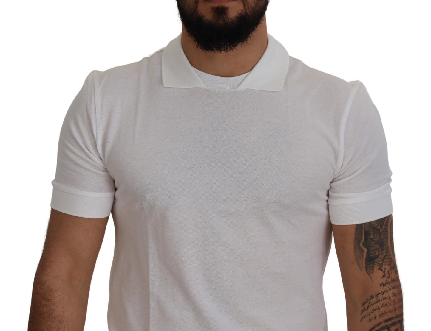 Elegant White Cotton Polo T-Shirt