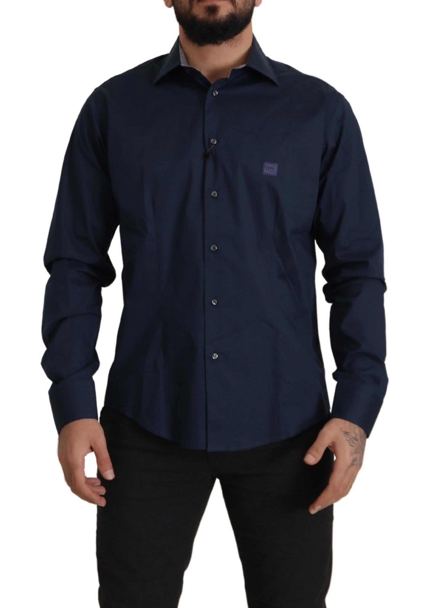 Navy Elegance Cotton Dress Shirt