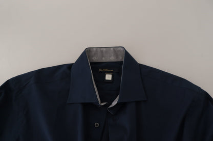 Navy Elegance Cotton Dress Shirt