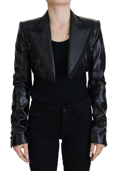 Elegant Cropped Black Designer Jacket