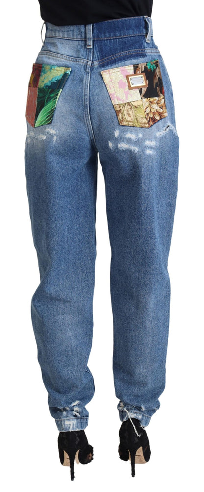 Chic Tattered Denim Pants - Indigo Essence