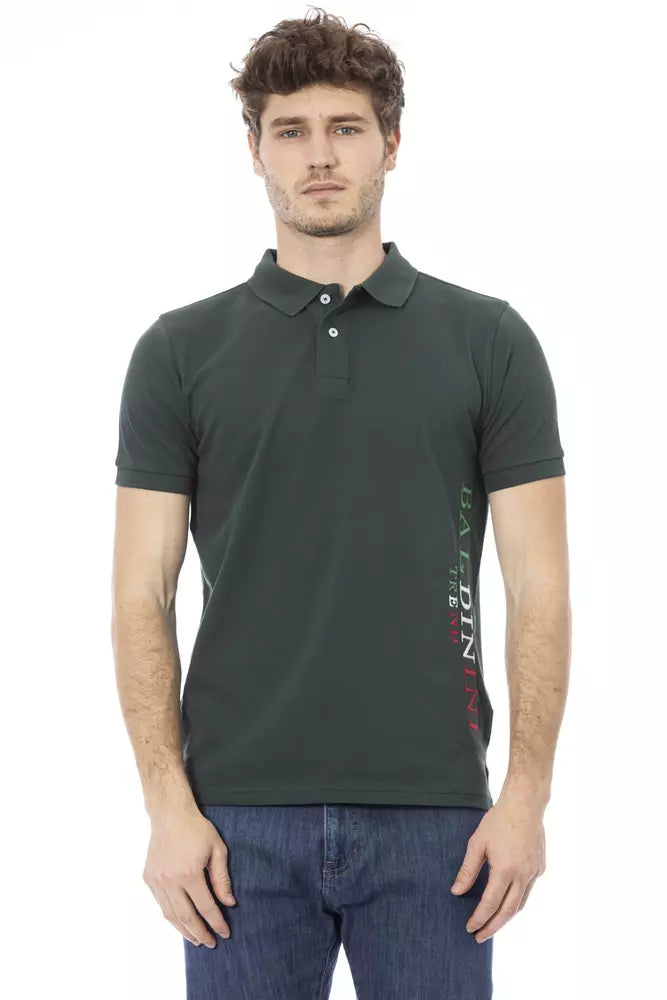 Green Cotton Men Polo Shirt