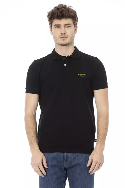 Black Cotton Men Polo Shirt