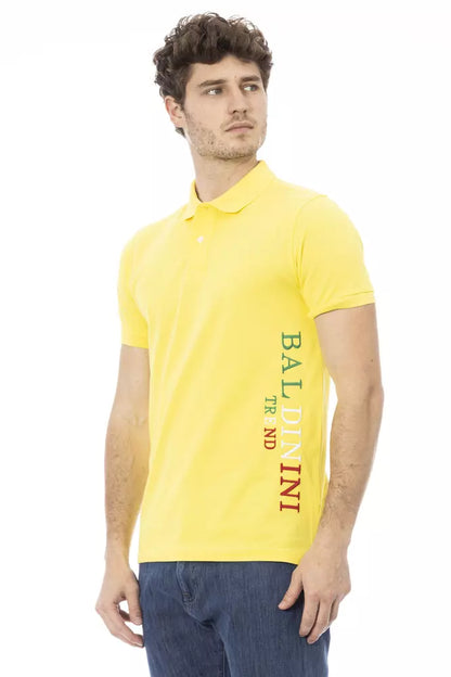 Yellow Cotton Men Polo