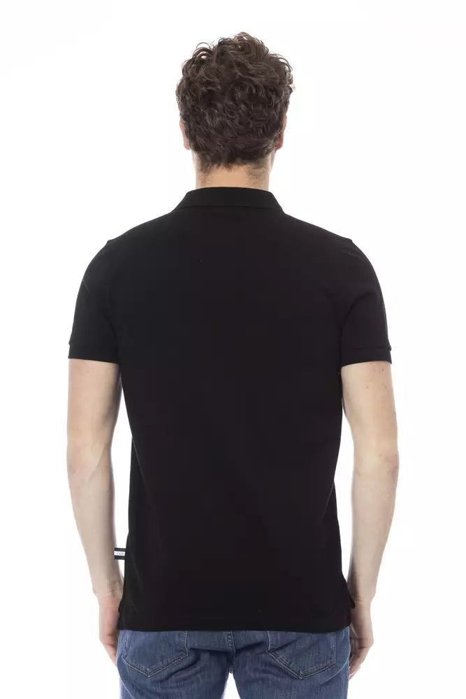 Black Cotton Men Polo Shirt