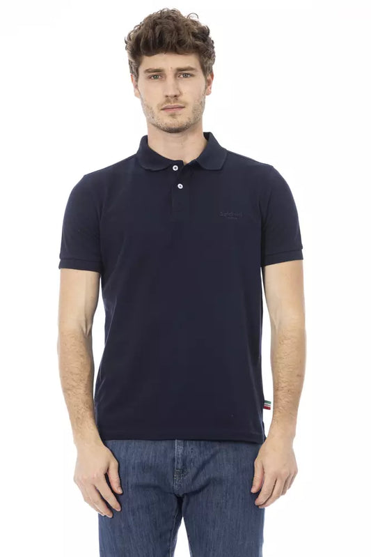 Blue Cotton Men Polo