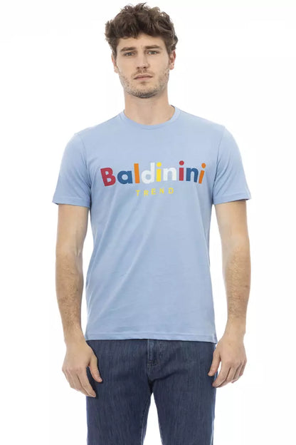 Light Blue Cotton Men T-Shirt