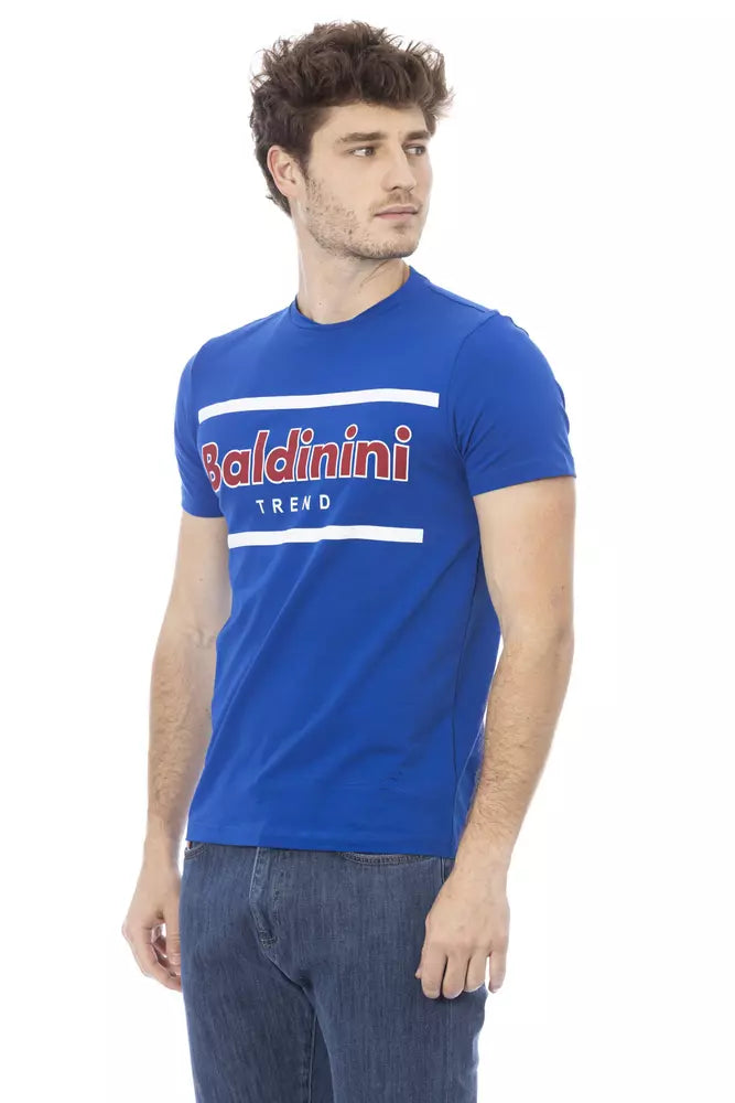 Blue Cotton Men T-Shirt