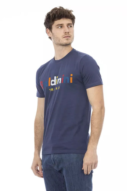 Blue Cotton Men T-Shirt