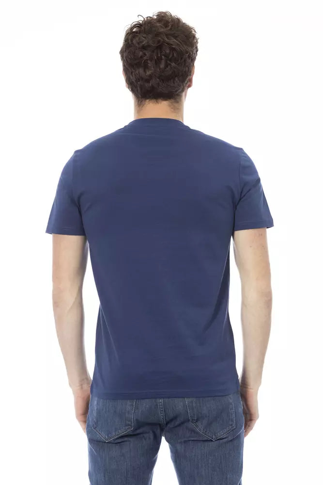 Blue Cotton Men T-Shirt