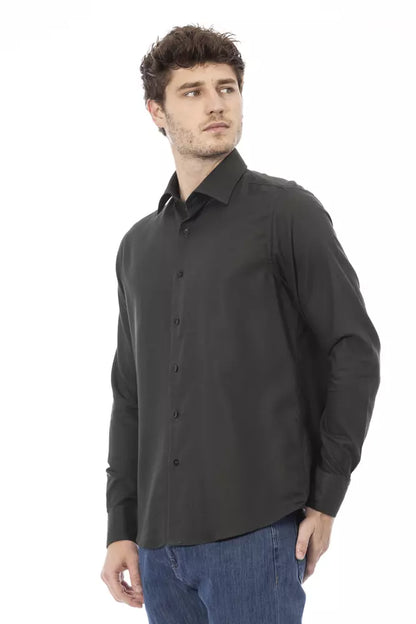 Green Cotton Men Shirt