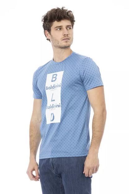 "Light Blue Cotton Men T-Shirt"