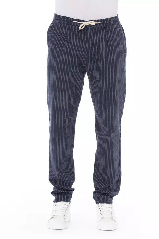 Blue Cotton Men Pant