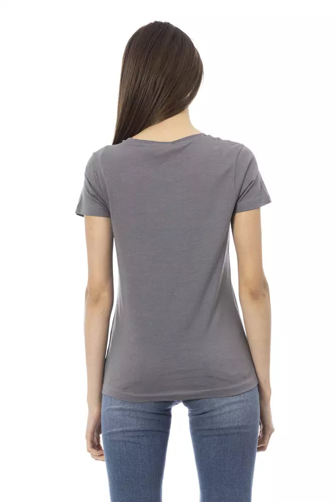 Gray Cotton Women T-Shirt