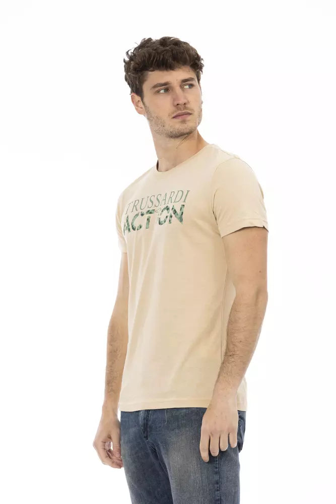 Beige Cotton Men T-Shirt