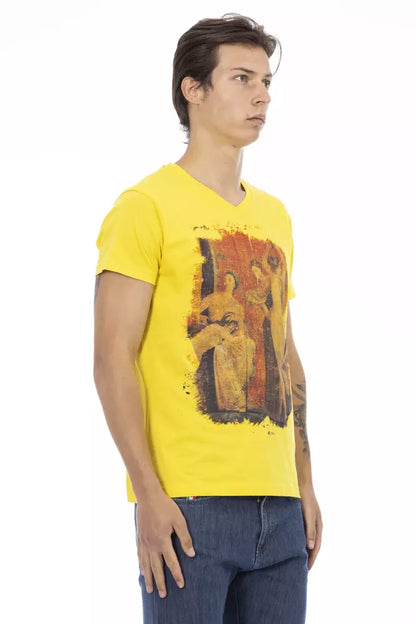 Yellow Cotton Men T-Shirt