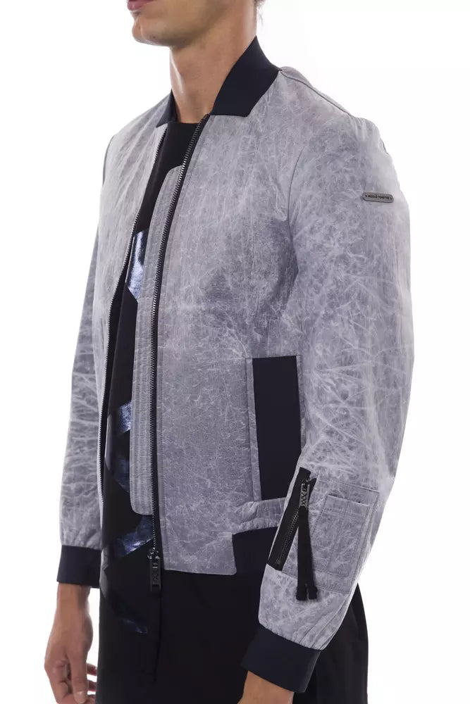 Gray Polyester Men's Bomber Jacket