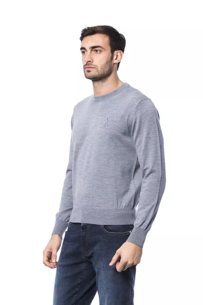 Gray Merino Wool Men Sweater