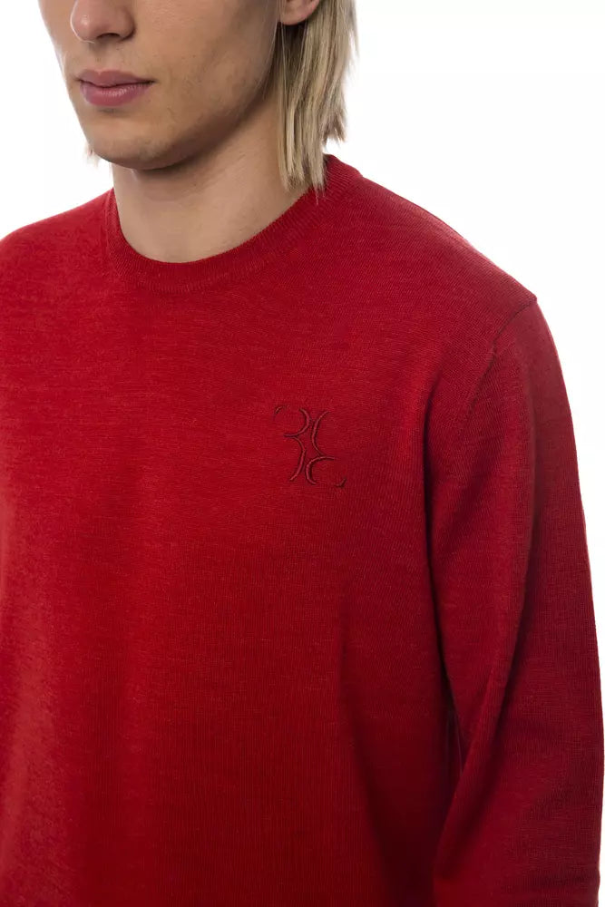 Red Merino Wool Men Sweater