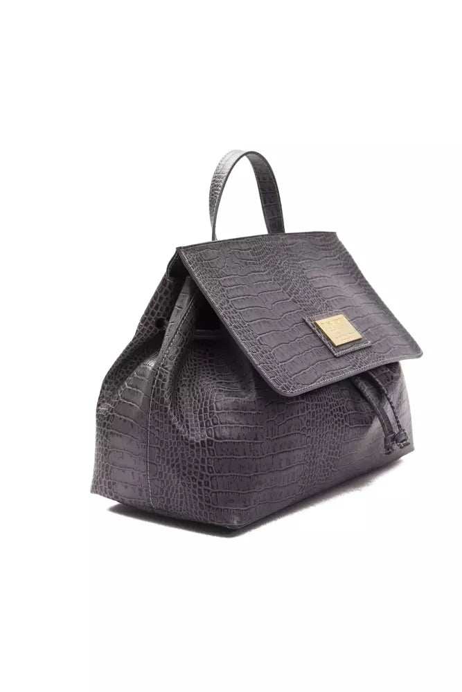 Gray Leather Women Handbag