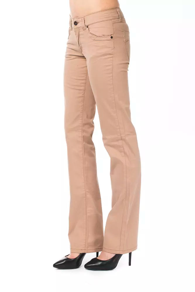 Beige Cotton Women Pant