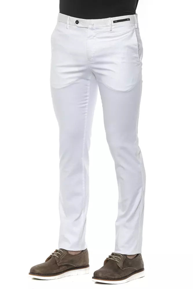 White Cotton Slim Mens Trouser