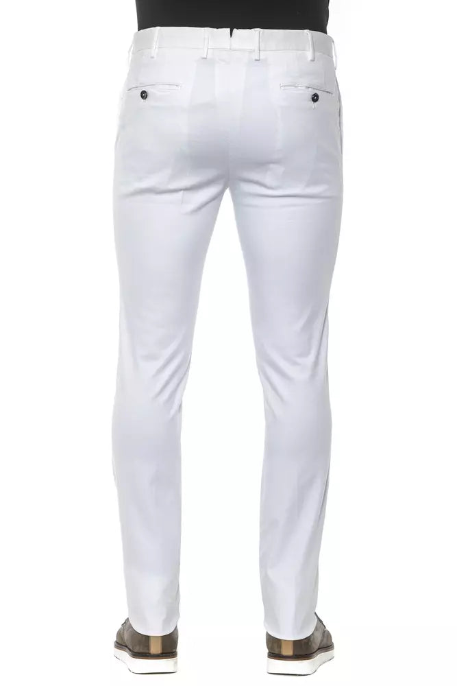 White Cotton Slim Mens Trouser