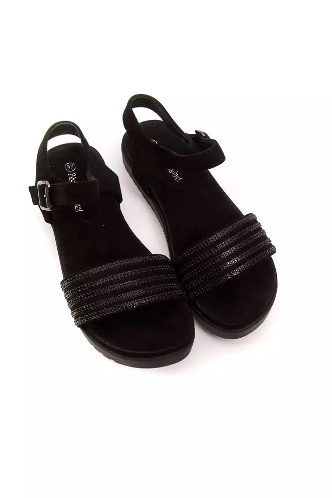 Black Textile Women Sandal