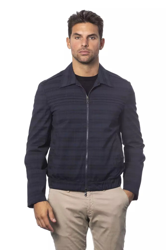 Blue Wool Men Bomber Jacket