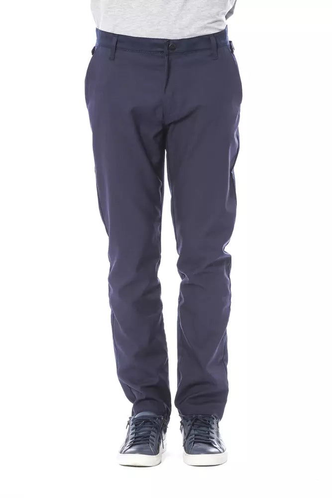 Blue Polyester Men's Pant