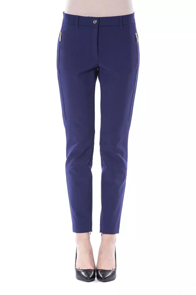 Blue Polyester Women's Pant