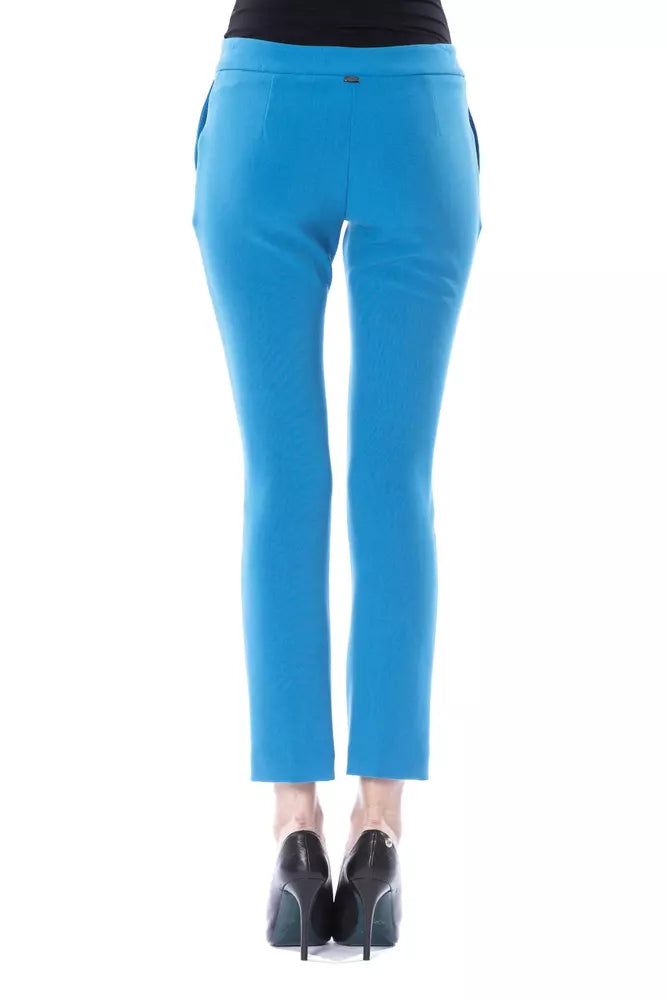 Light Blue Polyester Women Pants