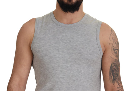 Chic Gray Sleeveless Crewneck Tee