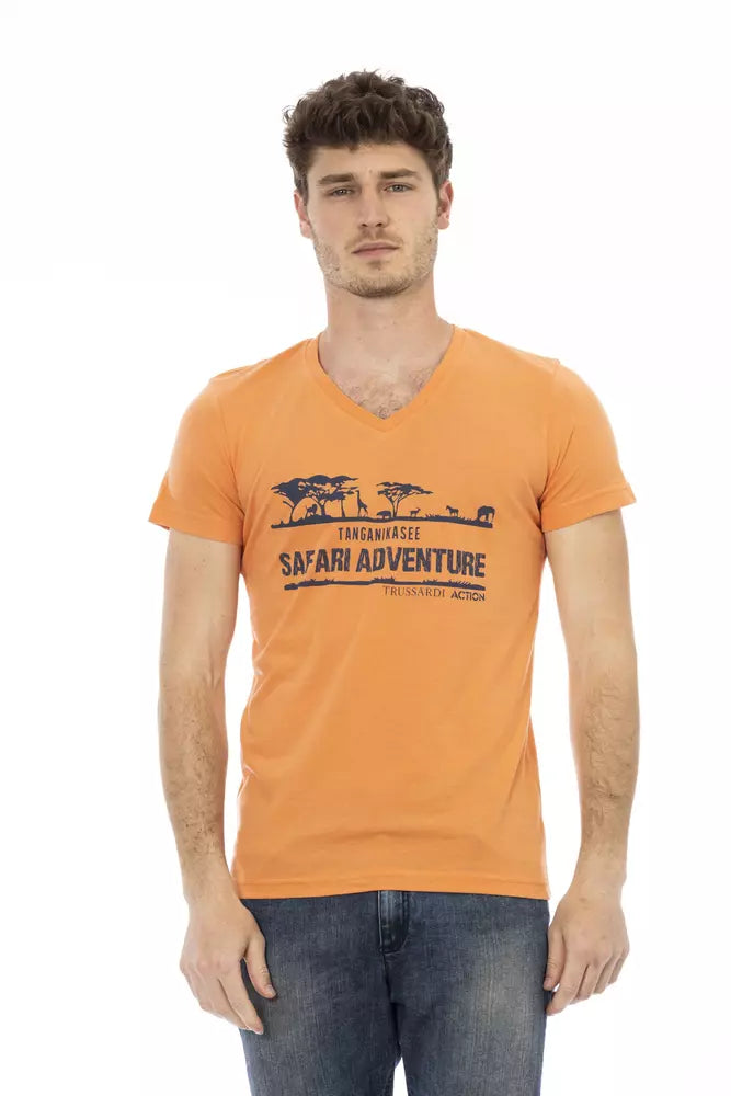 Orange Cotton Men T-Shirt