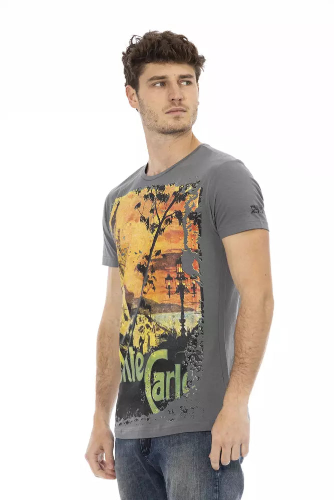 Gray Cotton Men T-Shirt