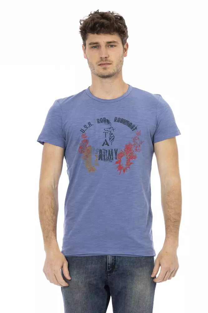 Blue Cotton Men T-Shirt