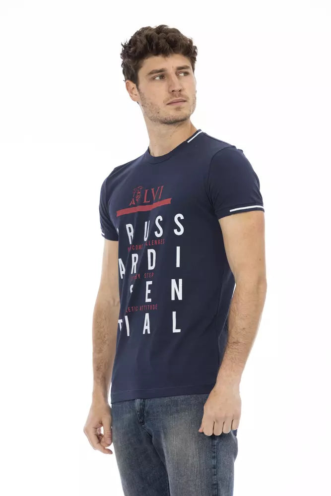 Blue Cotton Men T-Shirt